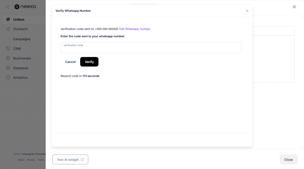 Enabling Neexa WhatsApp Notifications