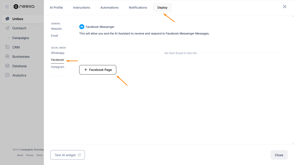 Neexa Facebook Integration