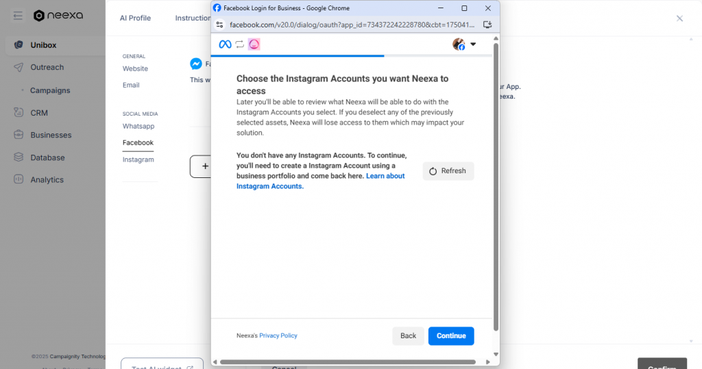 Neexa Facebook Integraiton