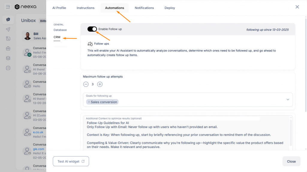 How to enable Neexa CRM