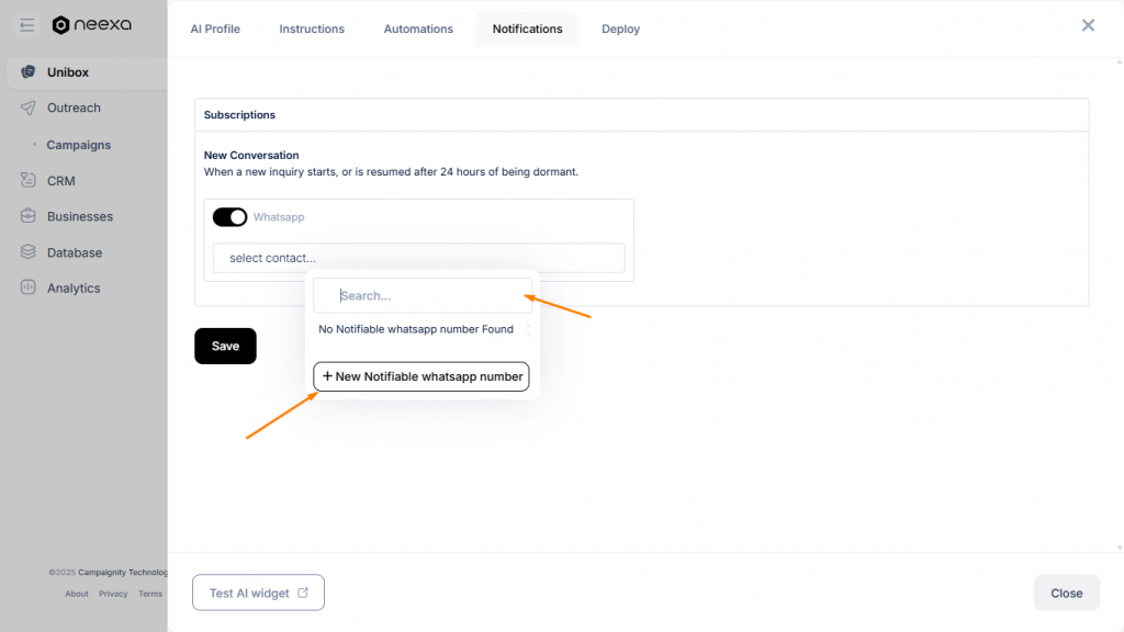 Enabling Neexa WhatsApp Notifications