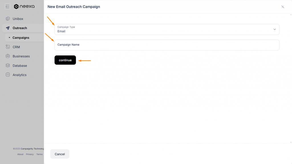 Creating Campaign name in Neexa