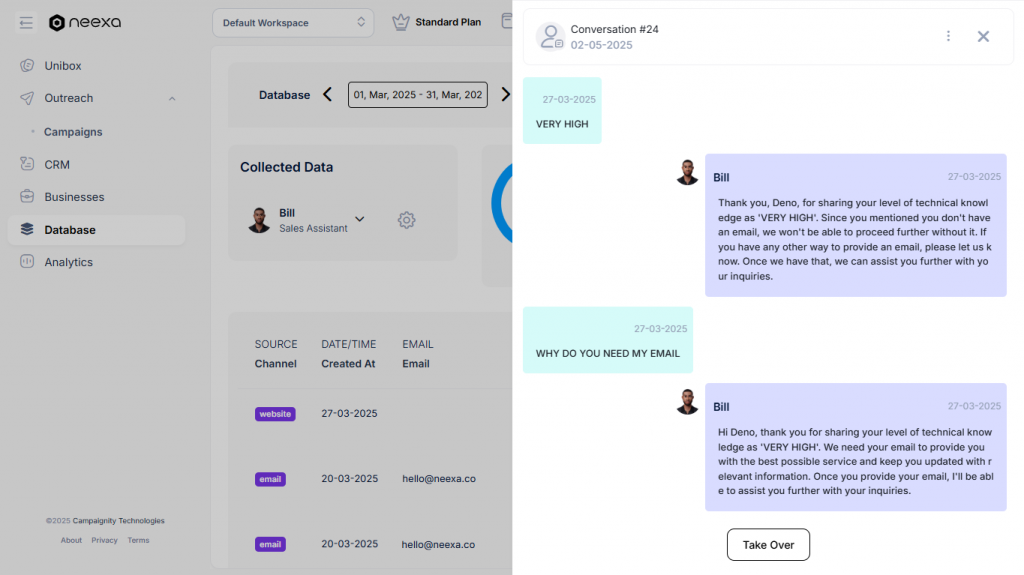 how to View chats in Neexa database