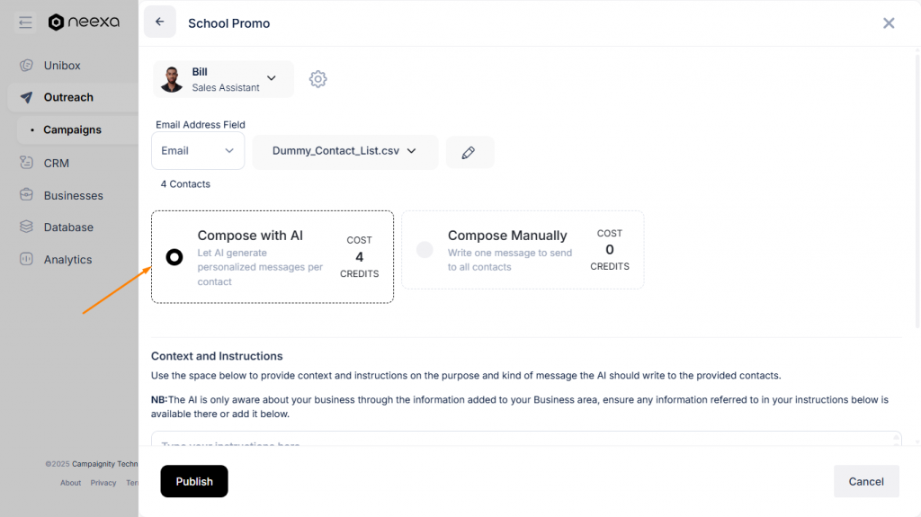 Compose with AI in Neexa