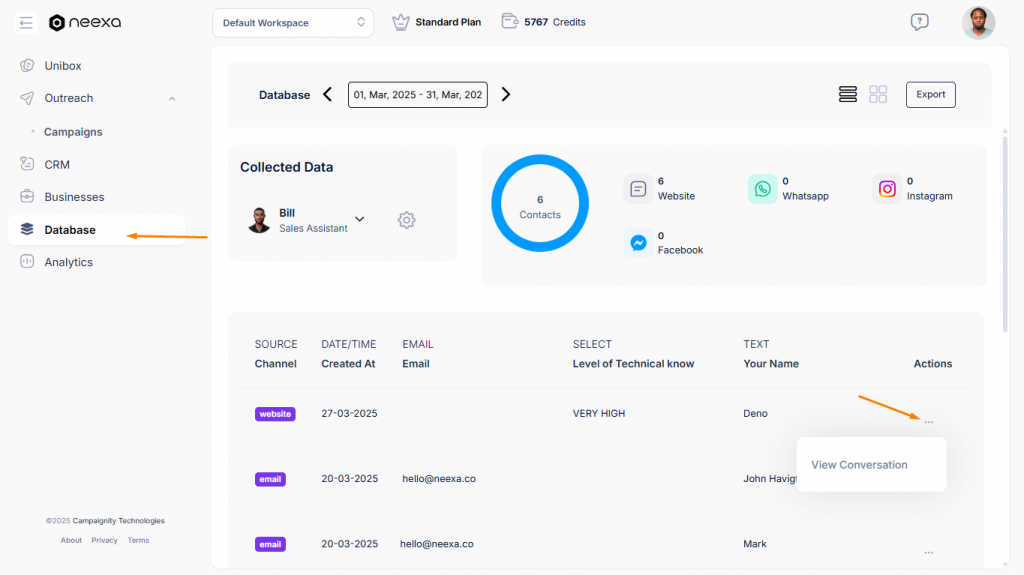 Viewing chats from Database