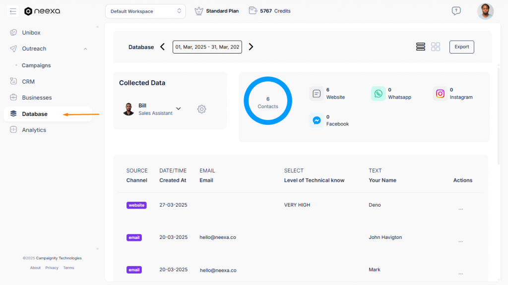 Where to find database in Neexa