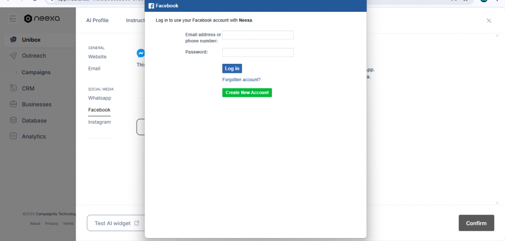 Neexa Facebook Integration