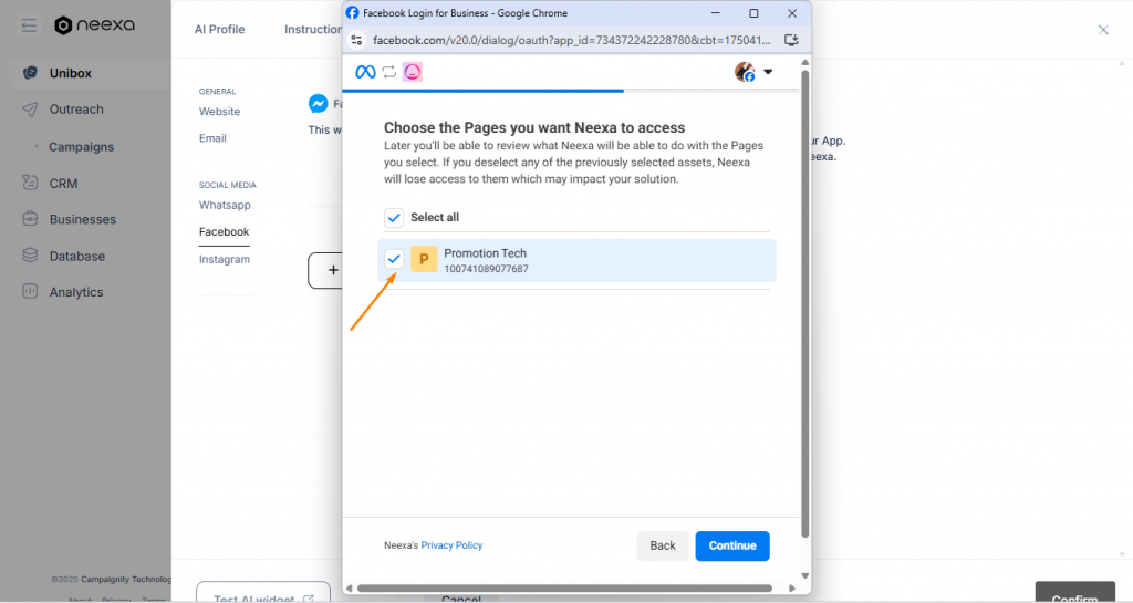 Neexa Facebook Integration