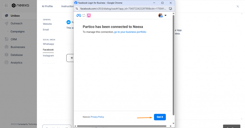 Neexa Facebook Integration