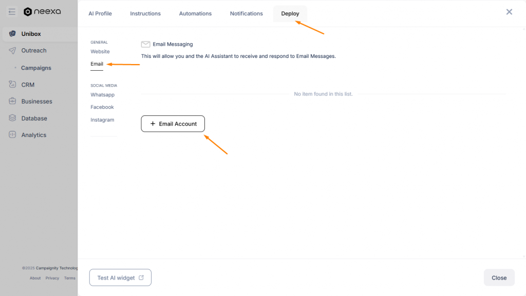 Neexa email integration