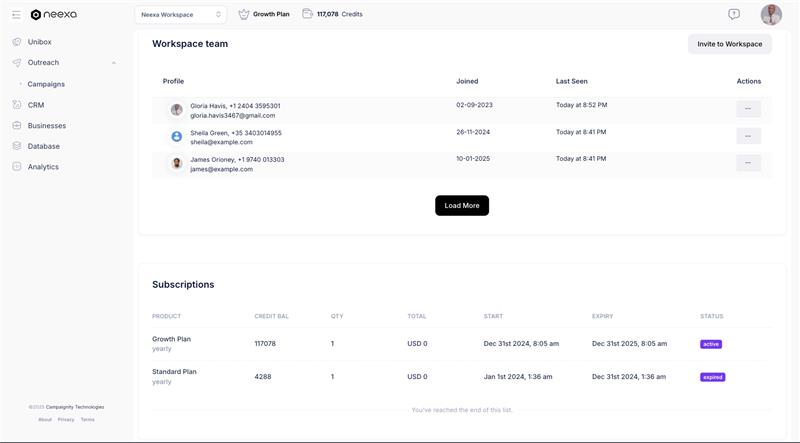 Subscription history