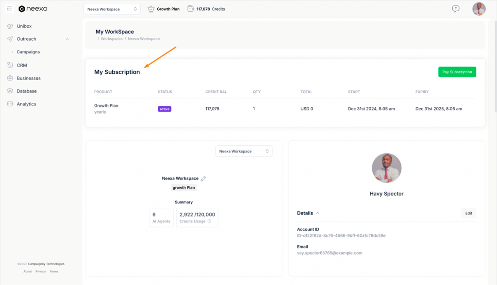 Subscription details