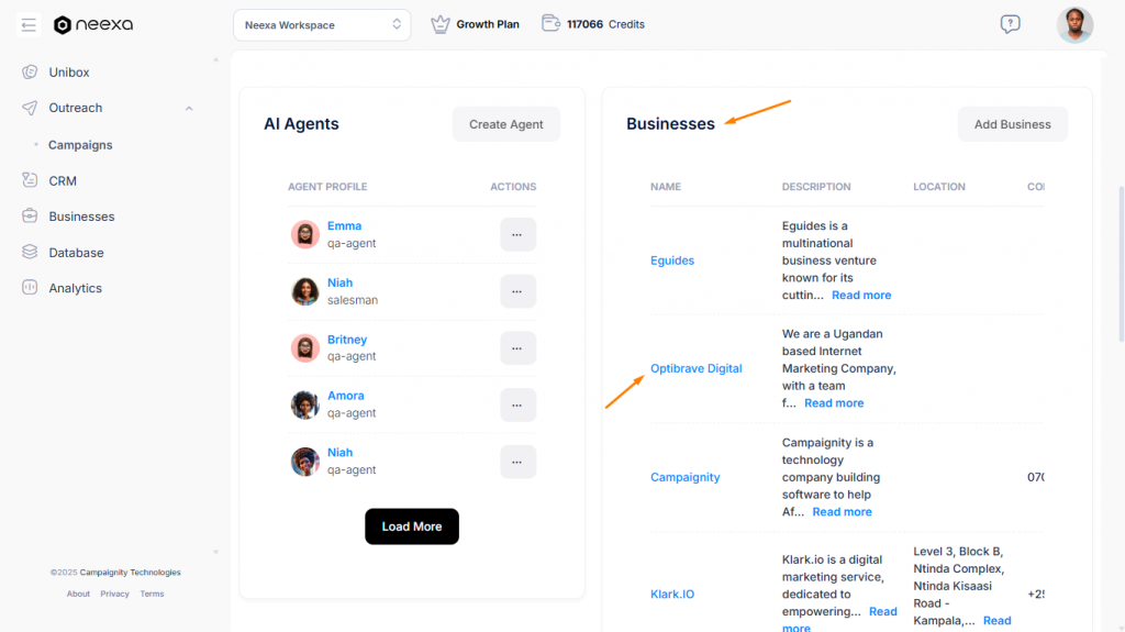 Switching businesses in Neexa workspace
