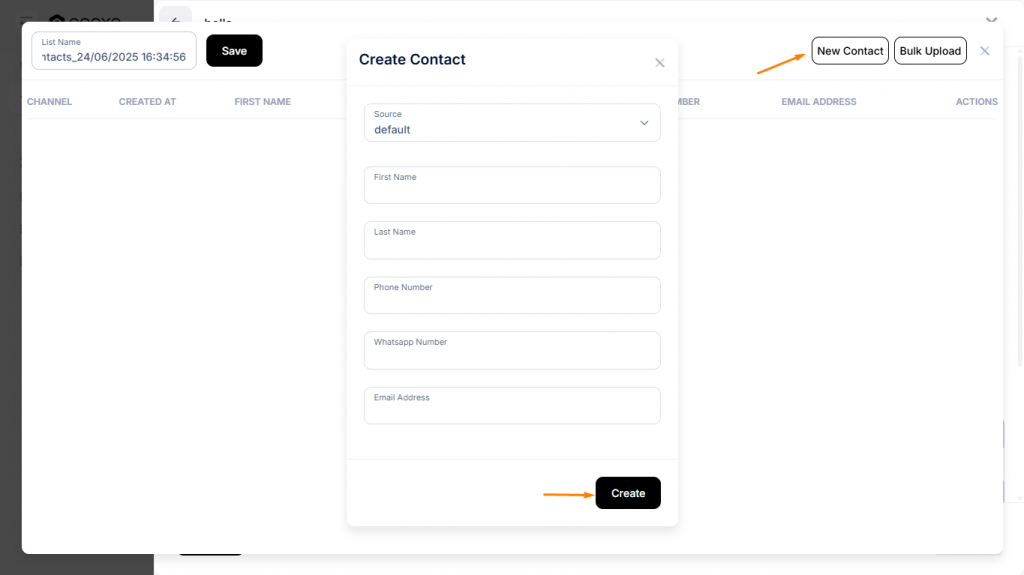 Creating contact list manually